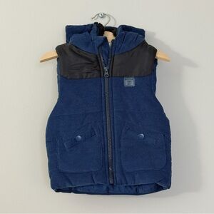 Boys Hooded Vest Blue Puffer Style Toddler Vest Size 3T , Fall Kids Jacket